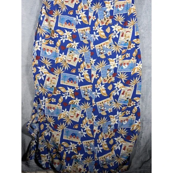 Disney Store Mickey & Minnie Mouse Tropical Aloha Blue Floral Maxi Dress Large - Picture 7 of 11